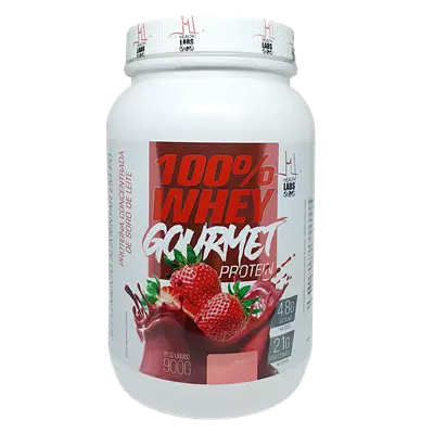 Whey 100% Gourmet Protein 900g MilkShake Morango Health Labs