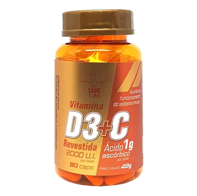 Vitamina D3 + Vitamina C 90 Cápsulas Health Labs