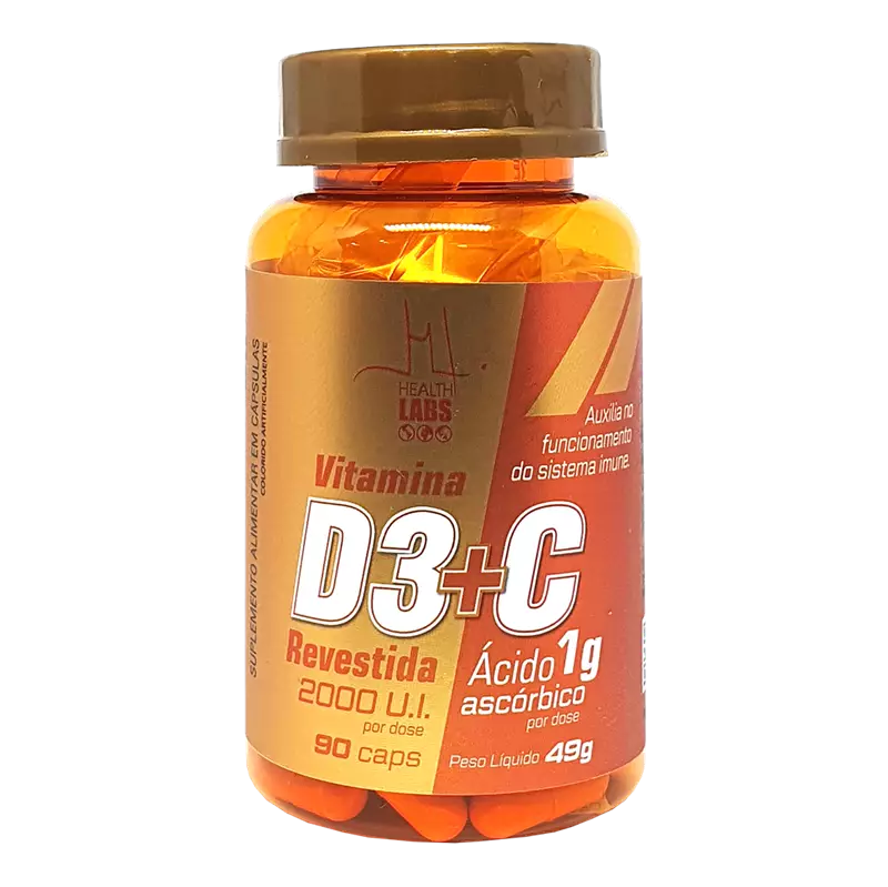 Vitamina D3 + Vitamina C 90 Cápsulas Health Labs