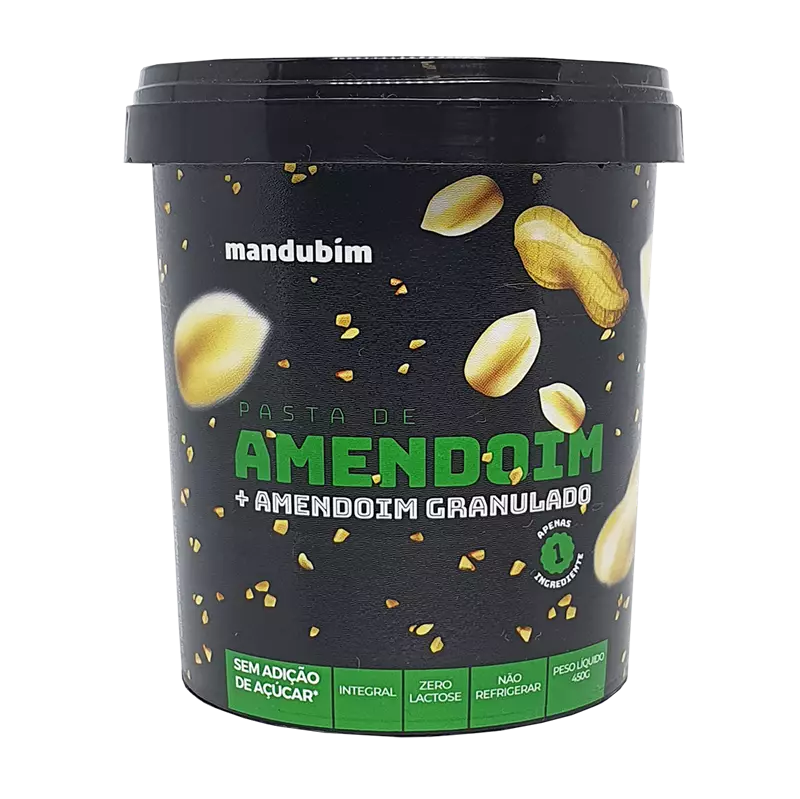 Pasta de Amendoim Integral Amendoim Granulado 450g Mandubim