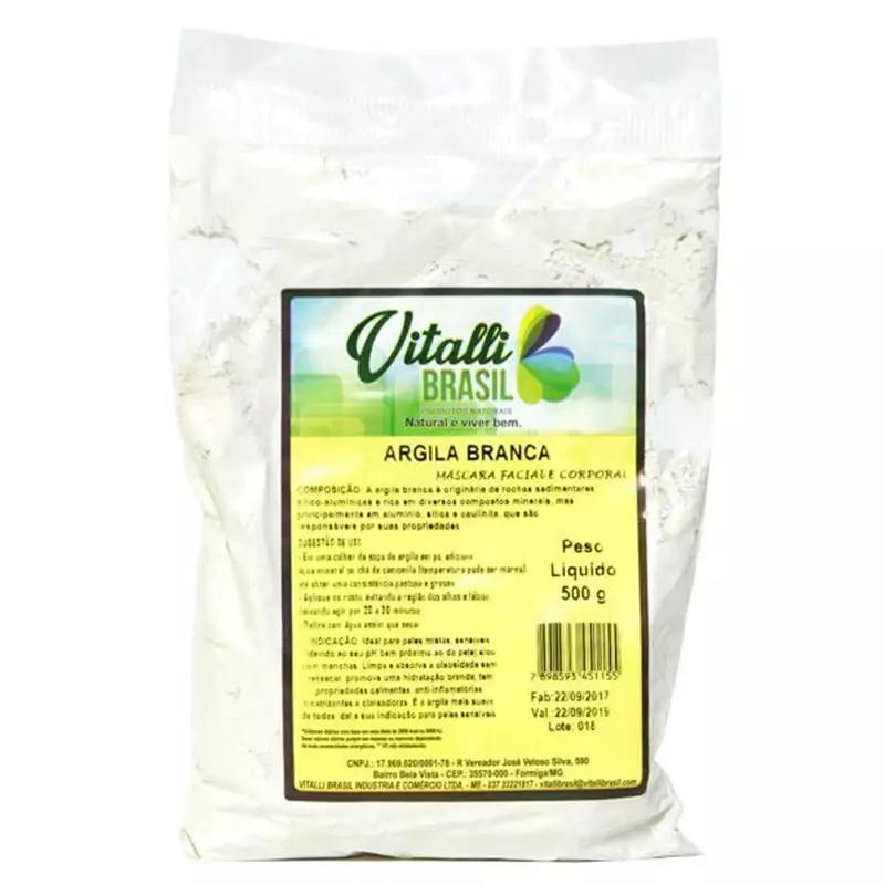 Argila Branca 500g Vitalli Brasil