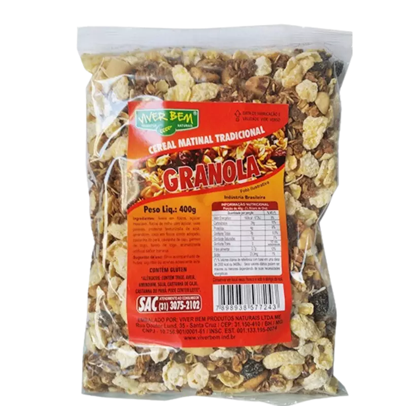 Granola Cereal Matinal Tradicional 400g Viver Bem