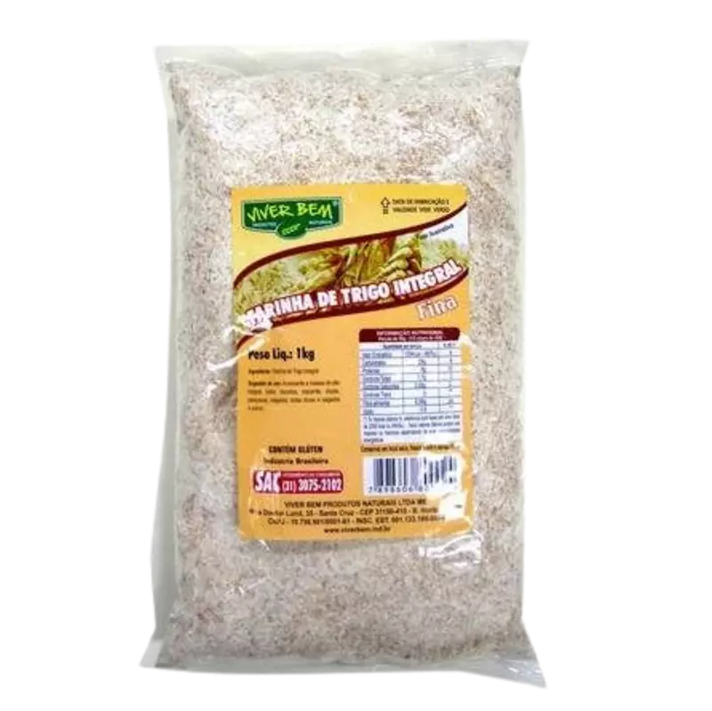 Farinha de Trigo Integral Fina 1kg Viver Bem