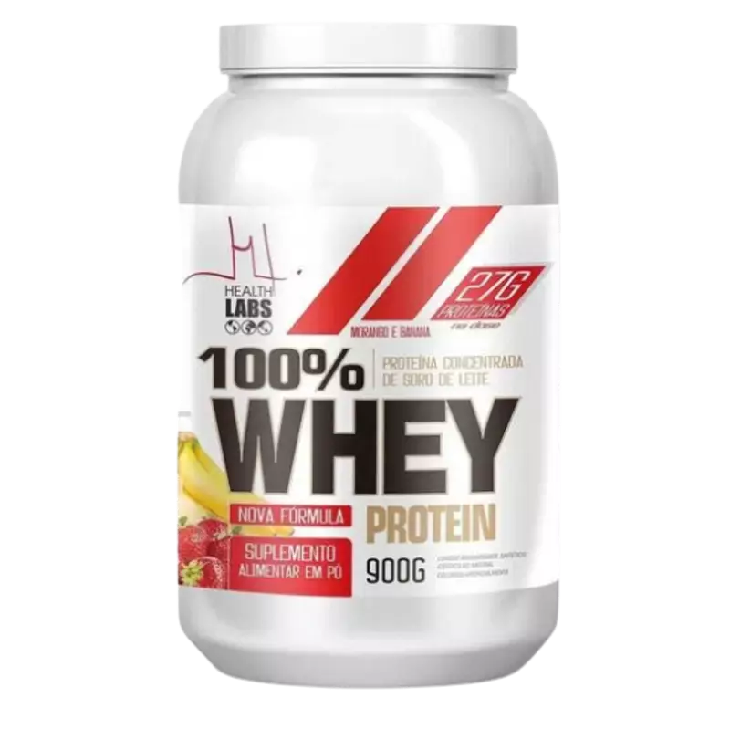 Whey Protein 100% Morango/ Banana 900g Health Labs