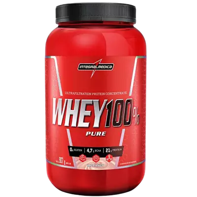 Whey 100% Pure 900g Morango Integral Médica