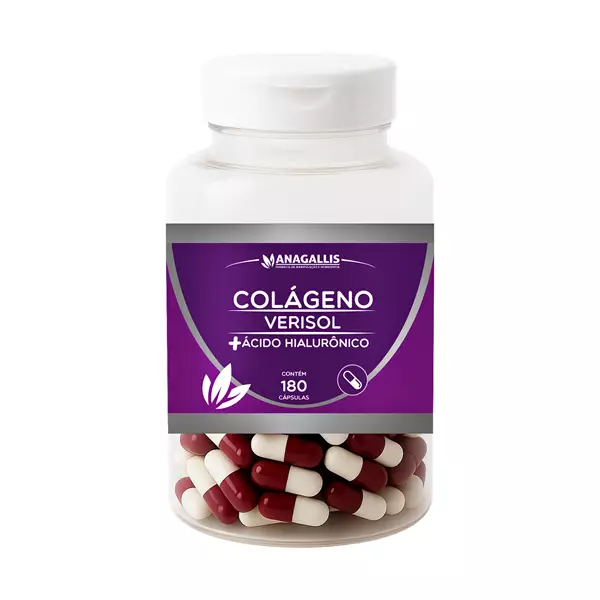 Colágeno Verisol 2,5g + Ácido hialurônico 100mg 180 cápsulas Anagallis