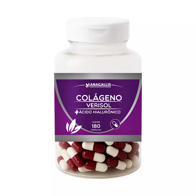 Colágeno Verisol 2,5g + Ácido hialurônico 100mg 180 cápsulas Anagallis