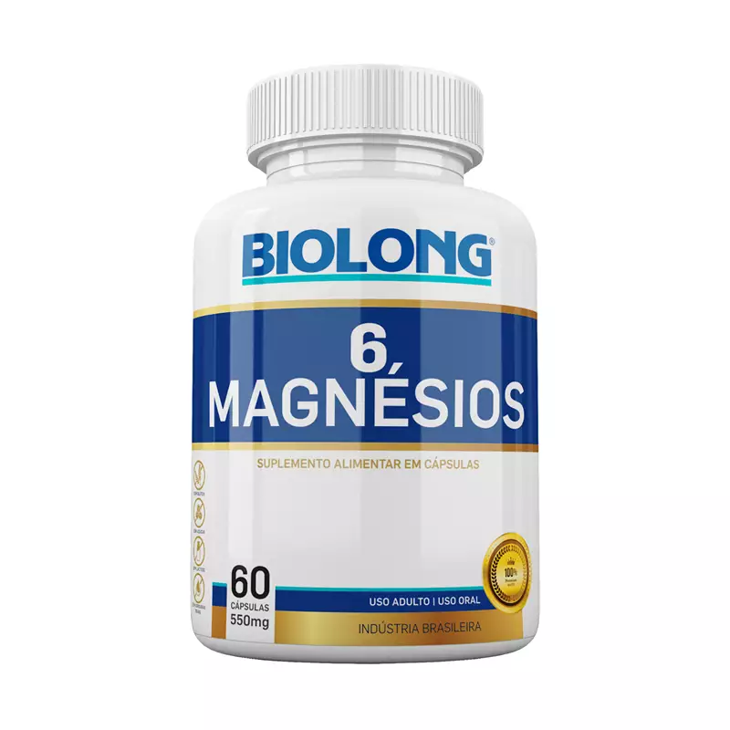 6 Magnésios 550mg 60 Cápsulas Biolong