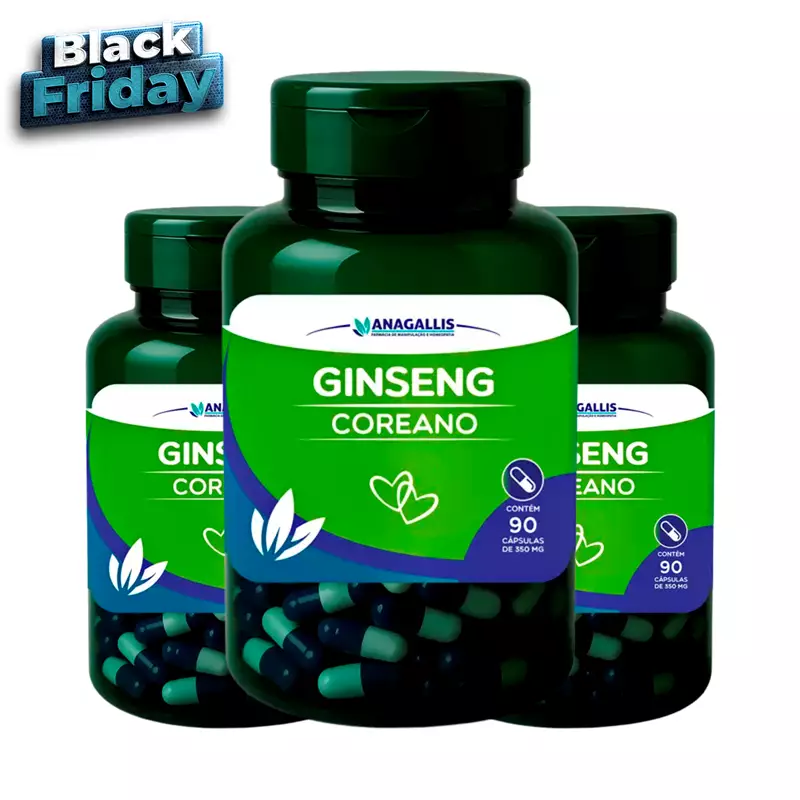 Kit Ginseng Coreano 350mg 90 Cápsulas Anagallis