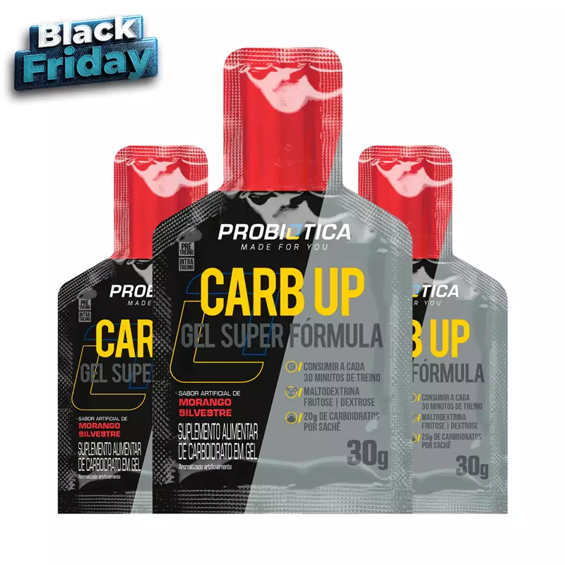 kit Carb Up Gel Black Probiótica Morango 3 sachês