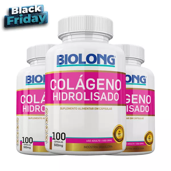 Kit Colágeno Hidrolisado Biolong 500mg 100 cápsulas