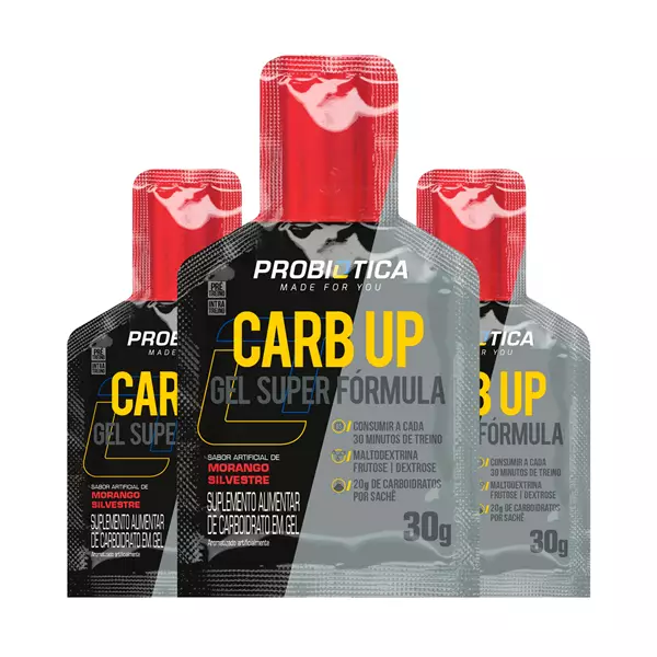 kit Carb Up Gel Black Probiótica Morango 3 sachês