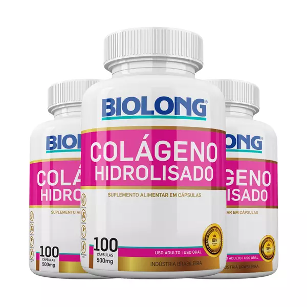 Kit Colágeno Hidrolisado Biolong 500mg 100 cápsulas
