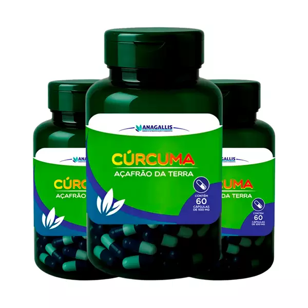 Kit Curcuma açafrão 500mg 60 cápsulas Anagallis
