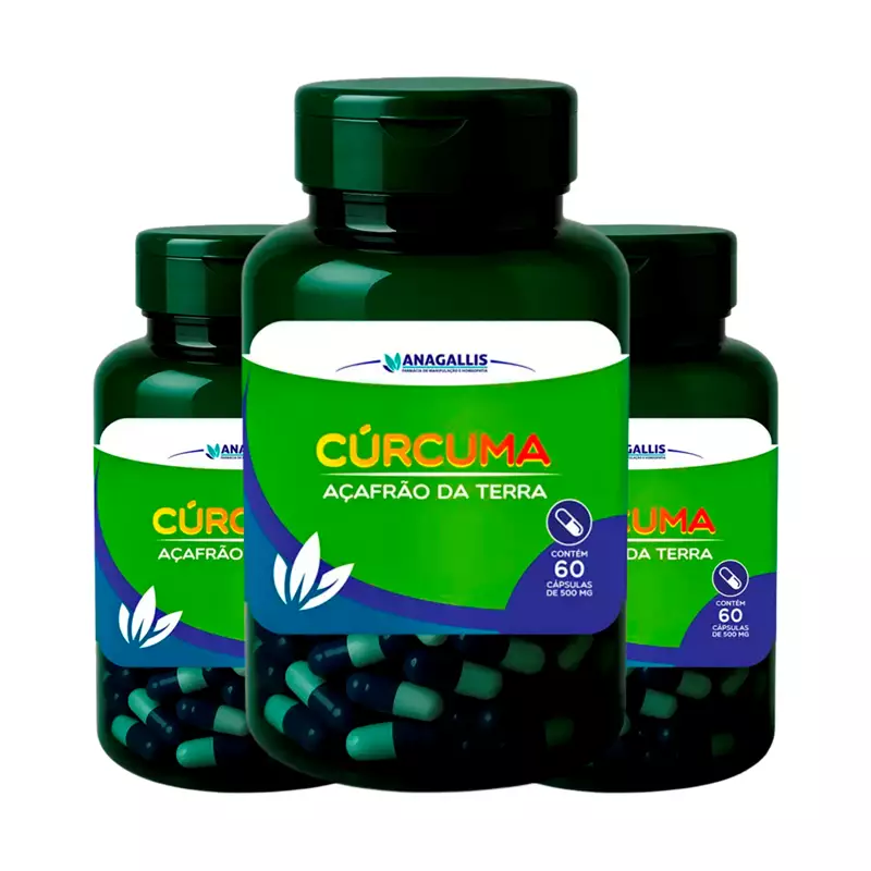 Kit Curcuma açafrão 500mg 60 cápsulas Anagallis