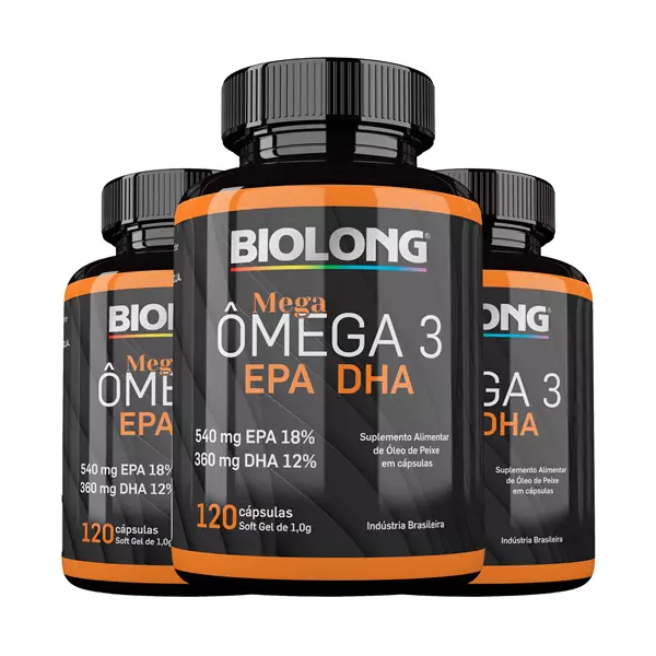 Kit Mega ômega 3 1g 120 Cápsulas Biolong