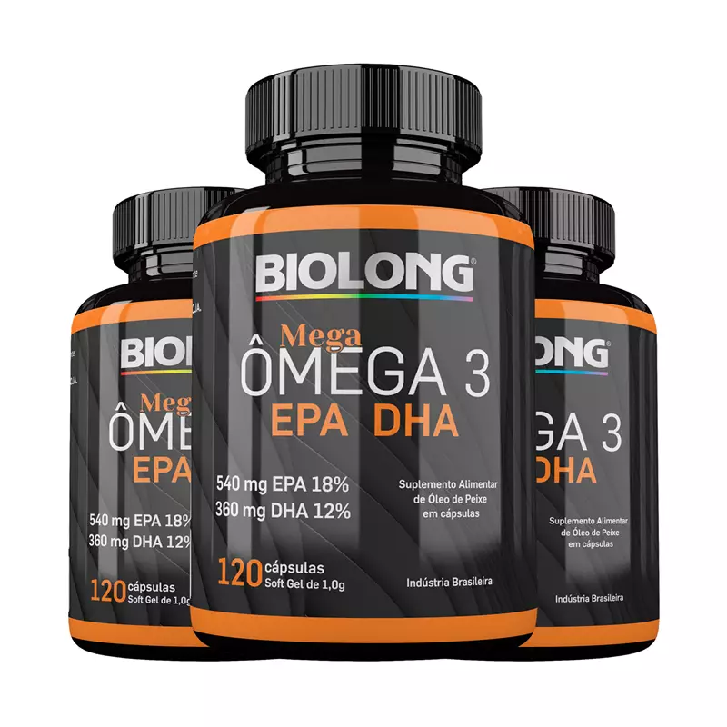 Kit Mega ômega 3 1g 120 Cápsulas Biolong